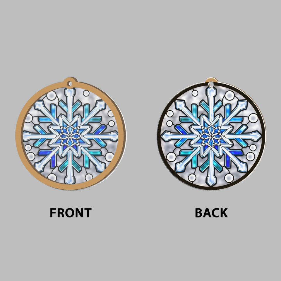 Frosted Snowflake Circle Window Hanging Suncatcher