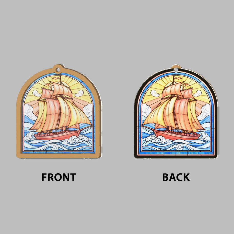 Sailboat Harbor Arch Window Hanging Suncatcher