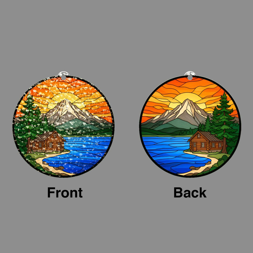 Cozy Cabin Lake Circle Water Ripple Suncatcher