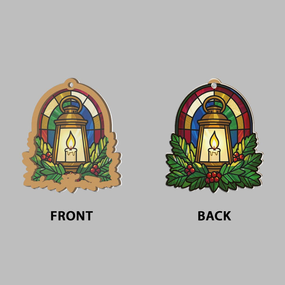 Holiday Lantern Evergreen Arch Window Hanging Suncatcher