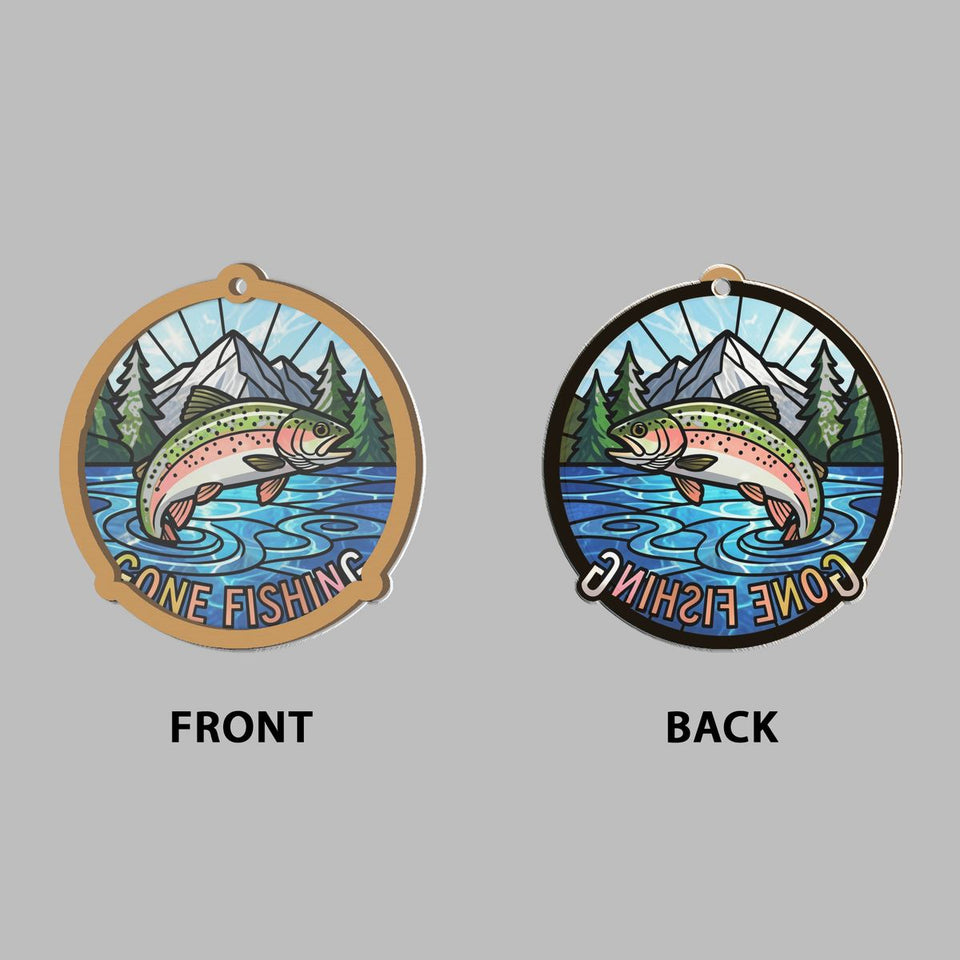 Gone Fishing Trout Circle Window Hanging Suncatcher
