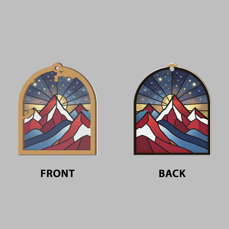 Patriotic Mountain Arch Window Hanging Suncatcher