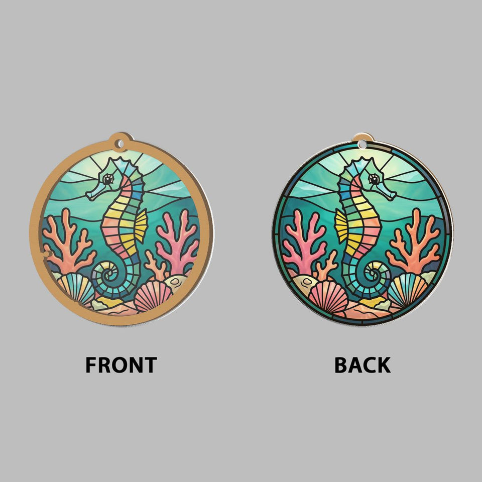Seahorse Coral Reef Circle Window Hanging Suncatcher