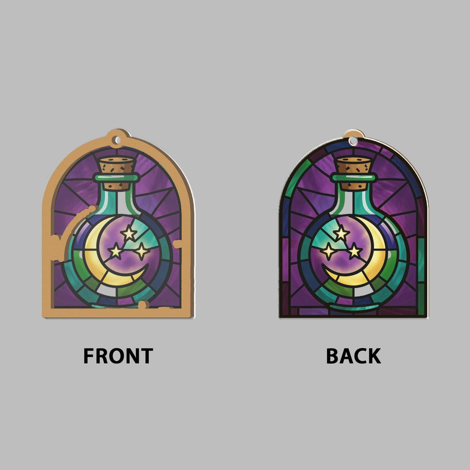 Potion Bottle Moon Arch Window Hanging Suncatcher