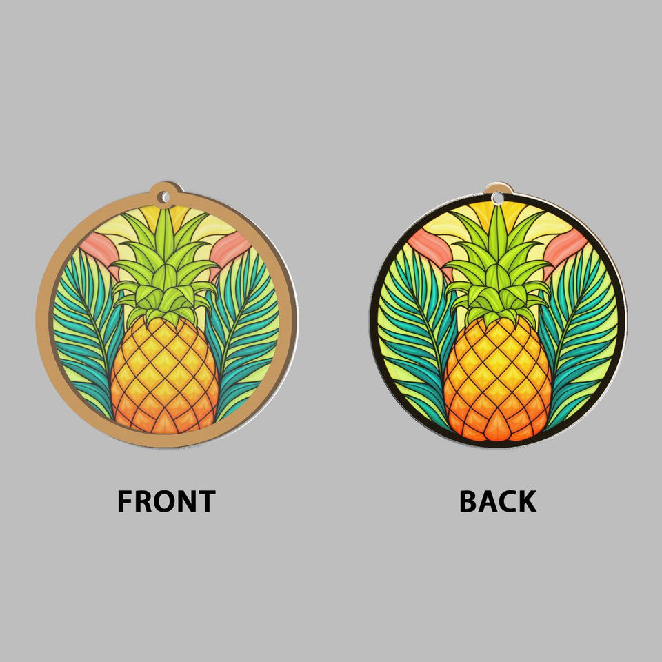 Pineapple Palm Leaf Circle Window Hanging Suncatcher