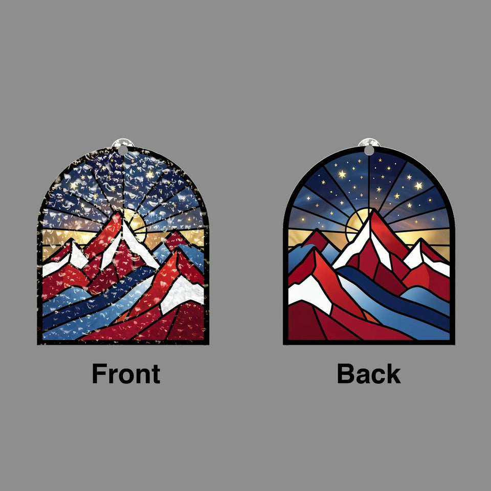 Patriotic Mountain Arch Water Ripple Suncatcher
