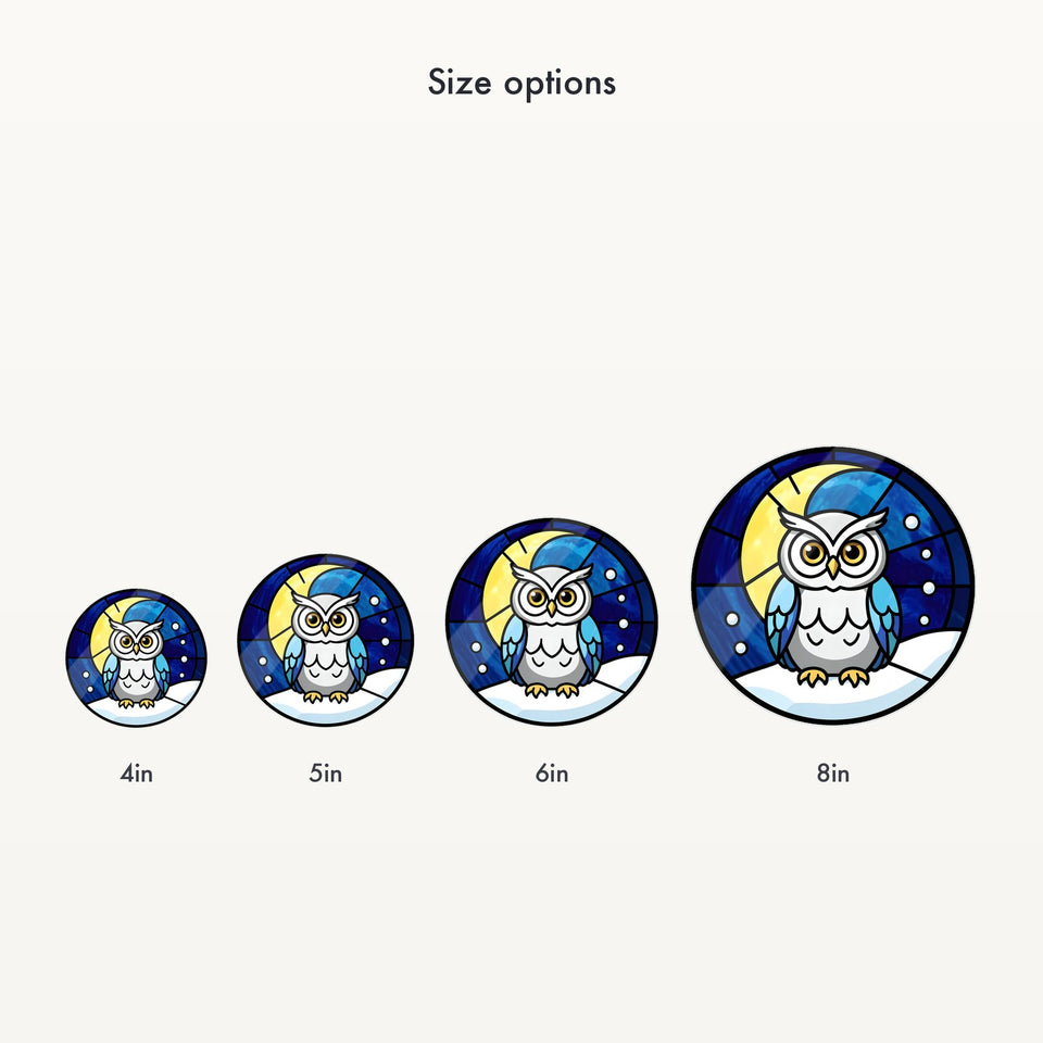 Snowy Owl Winter Moon Suncatcher Ornament with Pendants