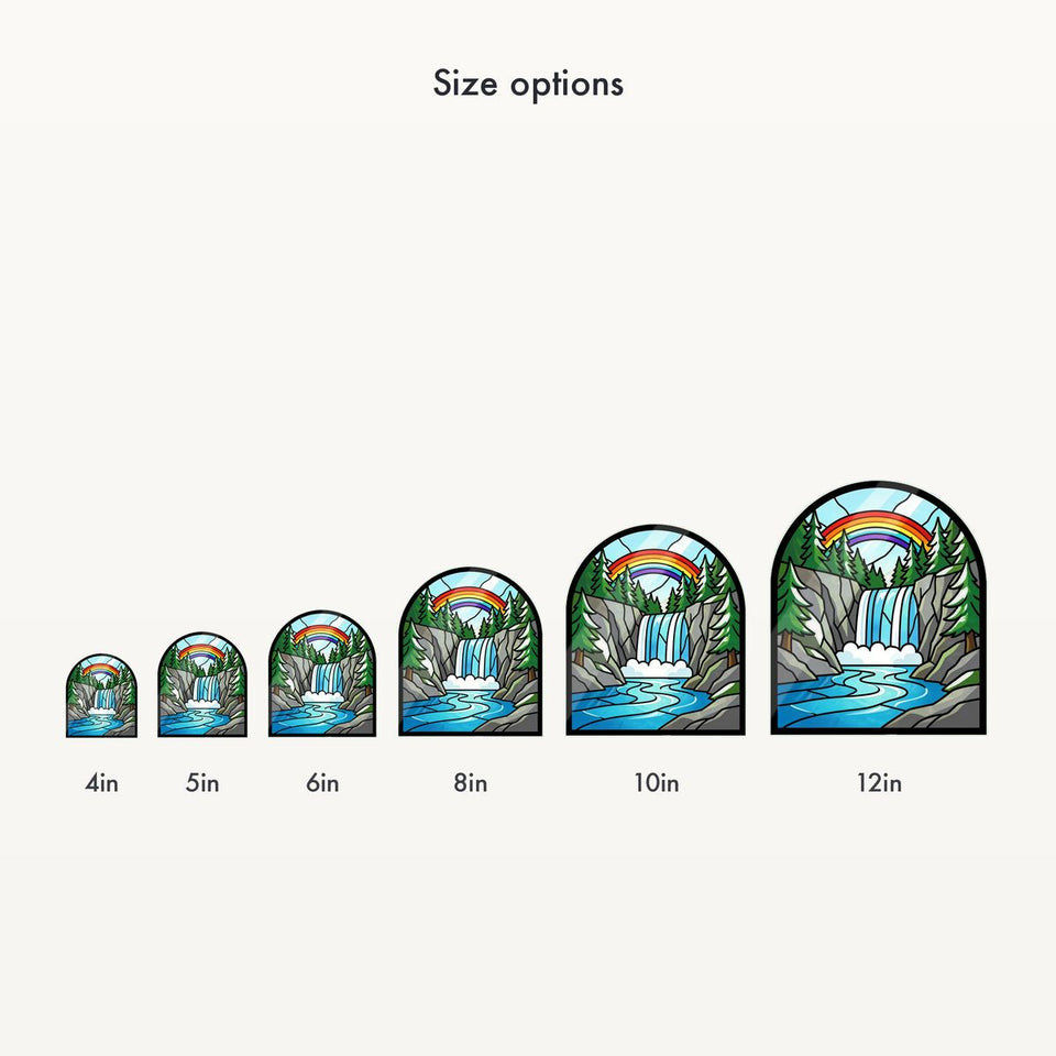 Mountain Waterfall Forest Wavy Acrylic Suncatcher Ornament