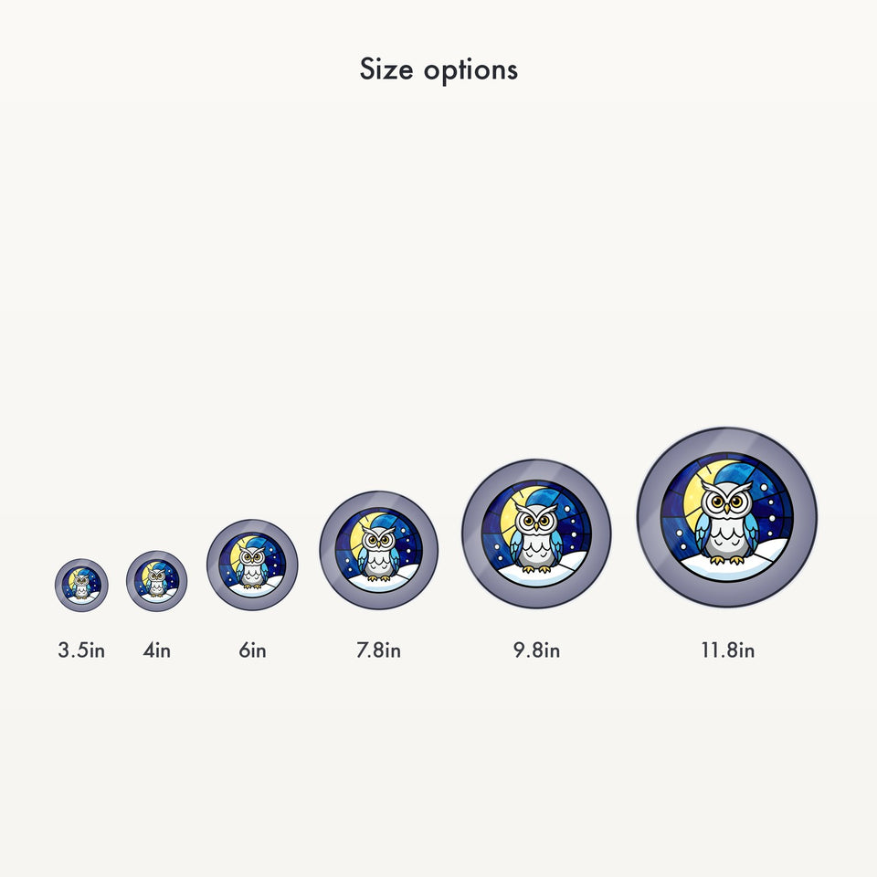 Snowy Owl Winter Moon Stained Glass Suncatcher