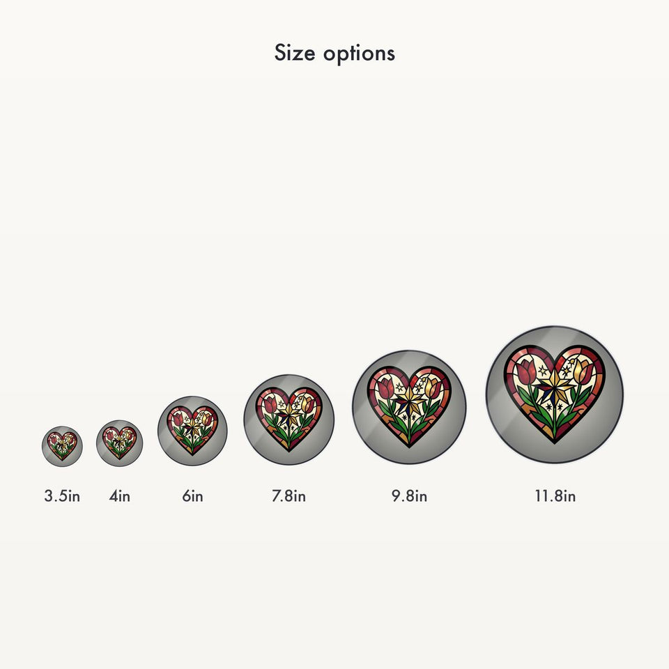 Nordic Folk Heart Wreath Stained Glass Suncatcher