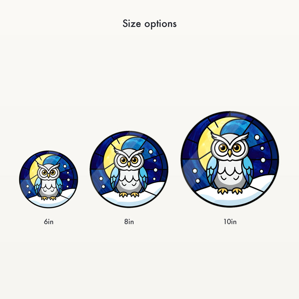 Snowy Owl Winter Moon Suncatcher Standee