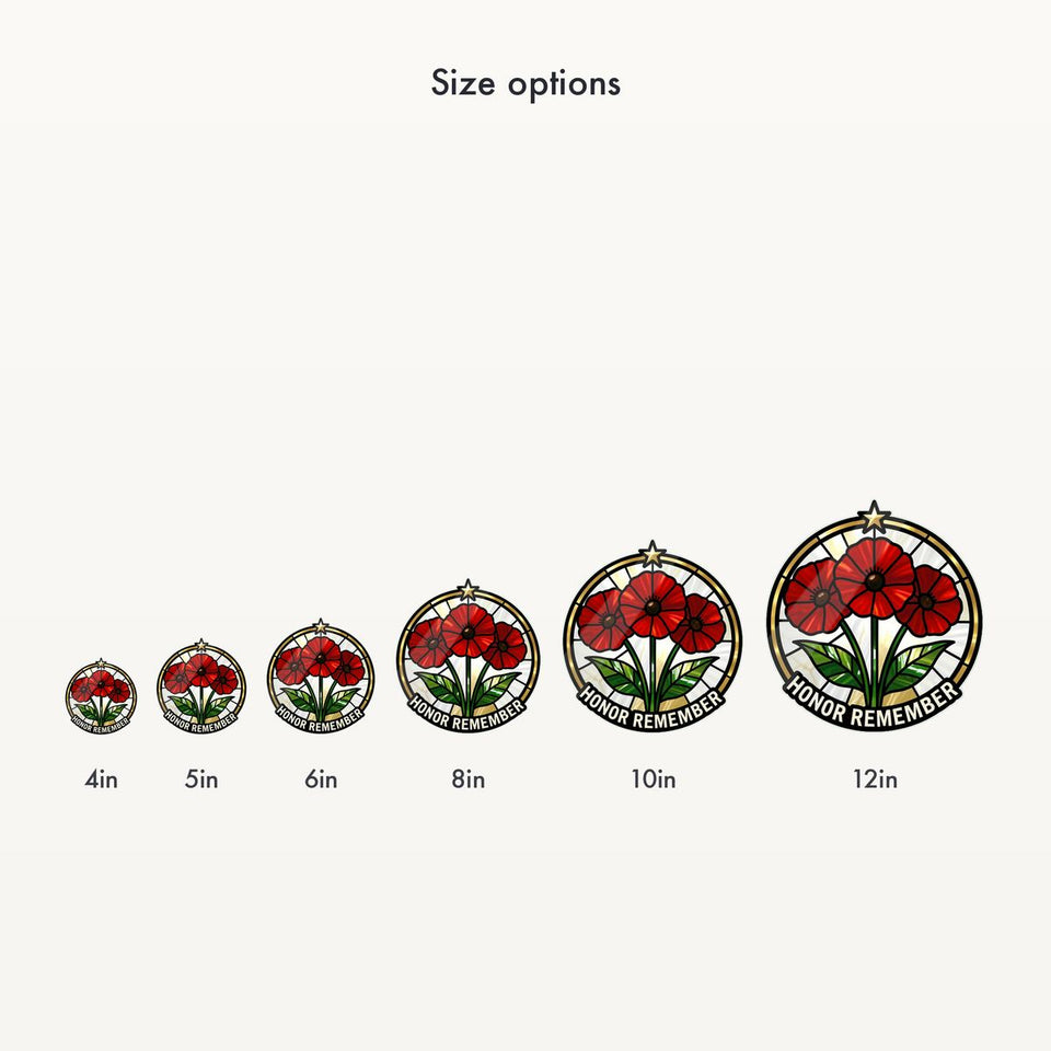 Red Poppy Veterans Circle Wavy Acrylic Suncatcher Ornament