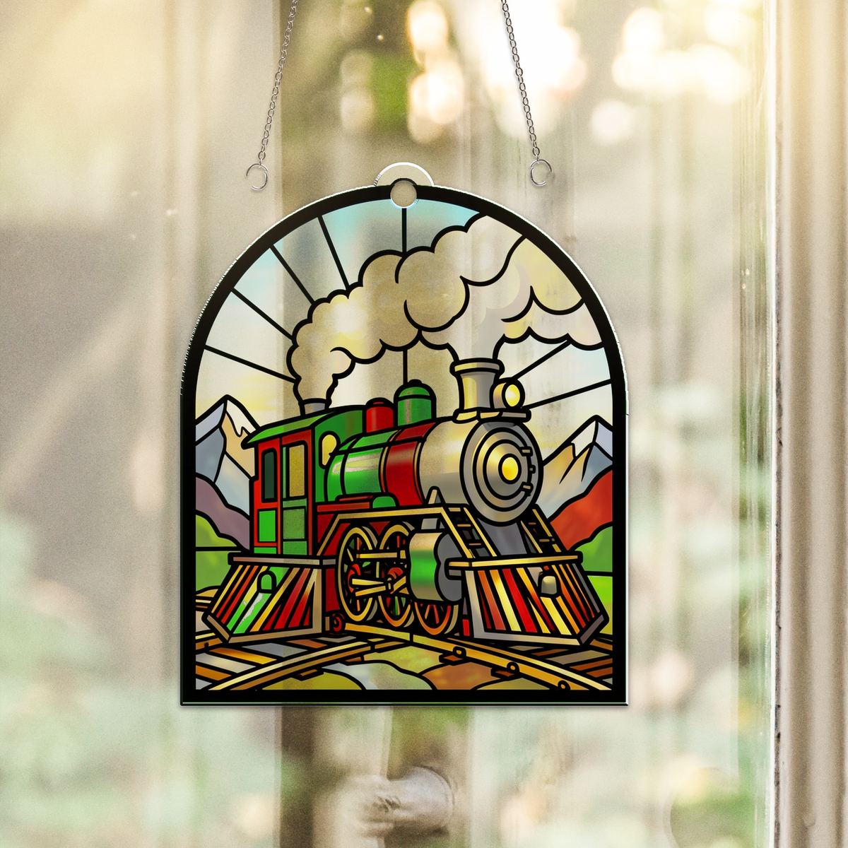 Vintage Steam Train Arch Acrylic Suncatcher