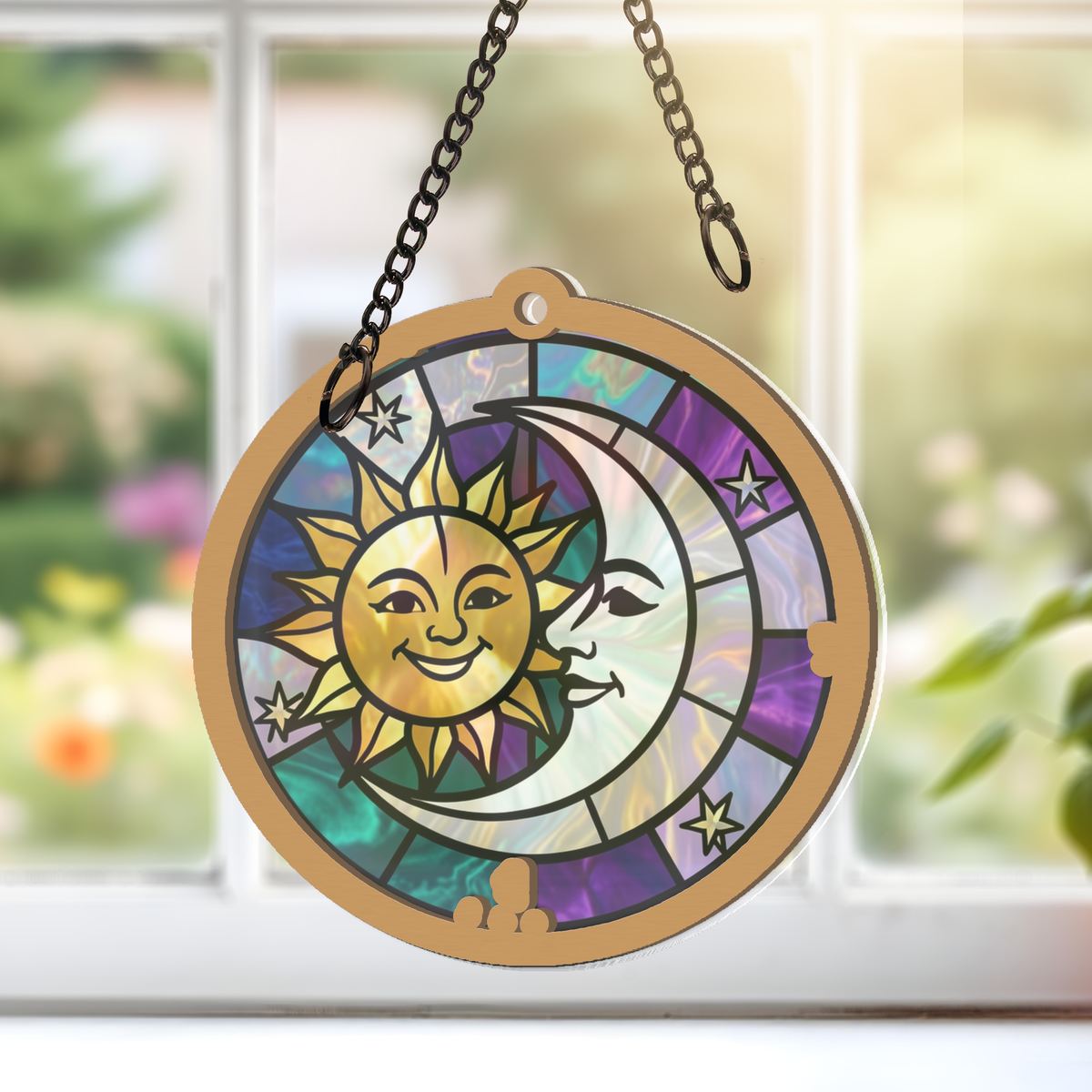 Sun Moon Celestial Circle Window Hanging Suncatcher