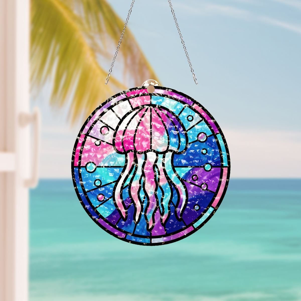 Jellyfish Glow Circle Water Ripple Suncatcher