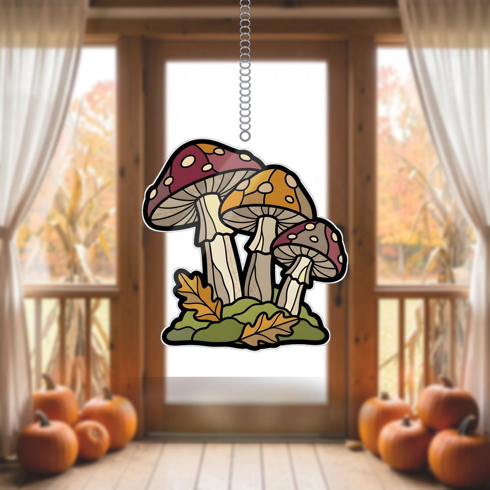 Autumn Mushroom Cluster Acrylic Suncatcher