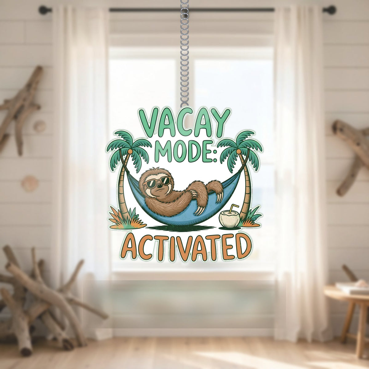 Vacay Mode Sloth Acrylic Suncatcher