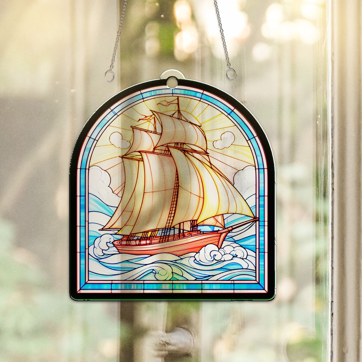 Sailboat Harbor Arch Acrylic Suncatcher