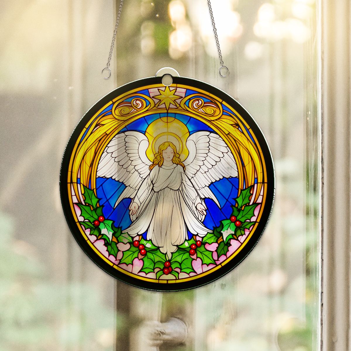 Christmas Angel Halo Circle Acrylic Suncatcher