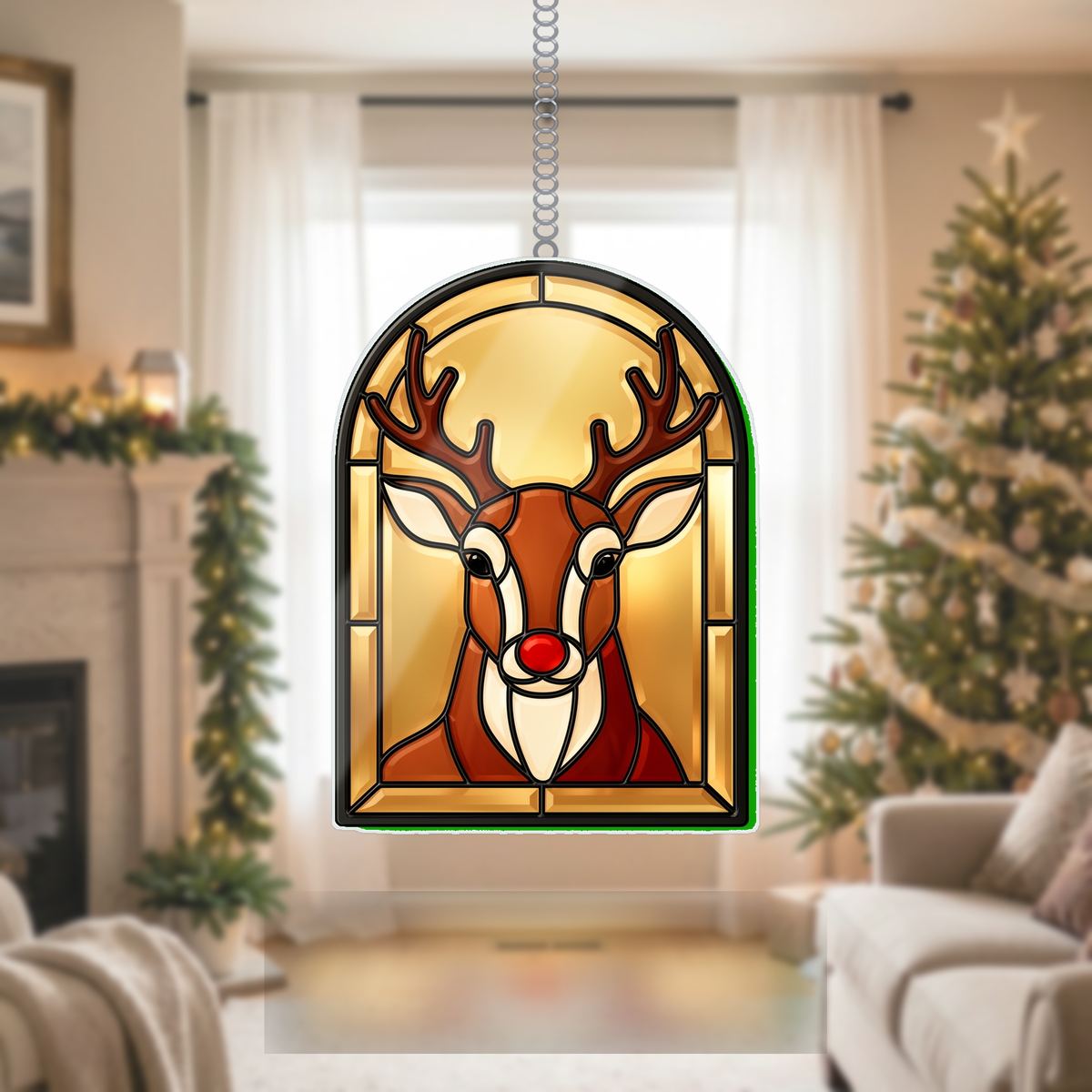 Reindeer Antler Arch Wavy Acrylic Suncatcher Ornament