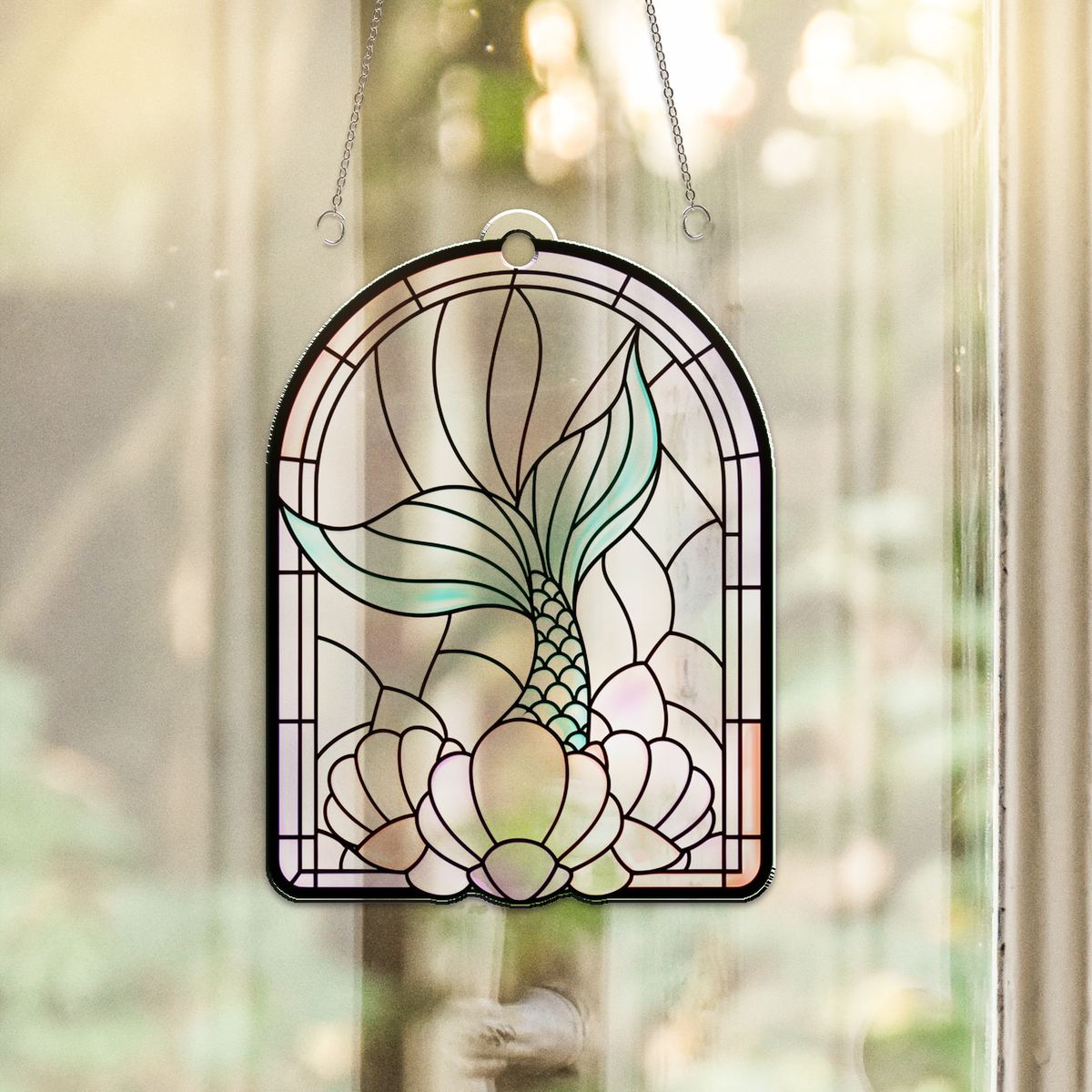 Mermaid Tail Shell Arch Acrylic Suncatcher