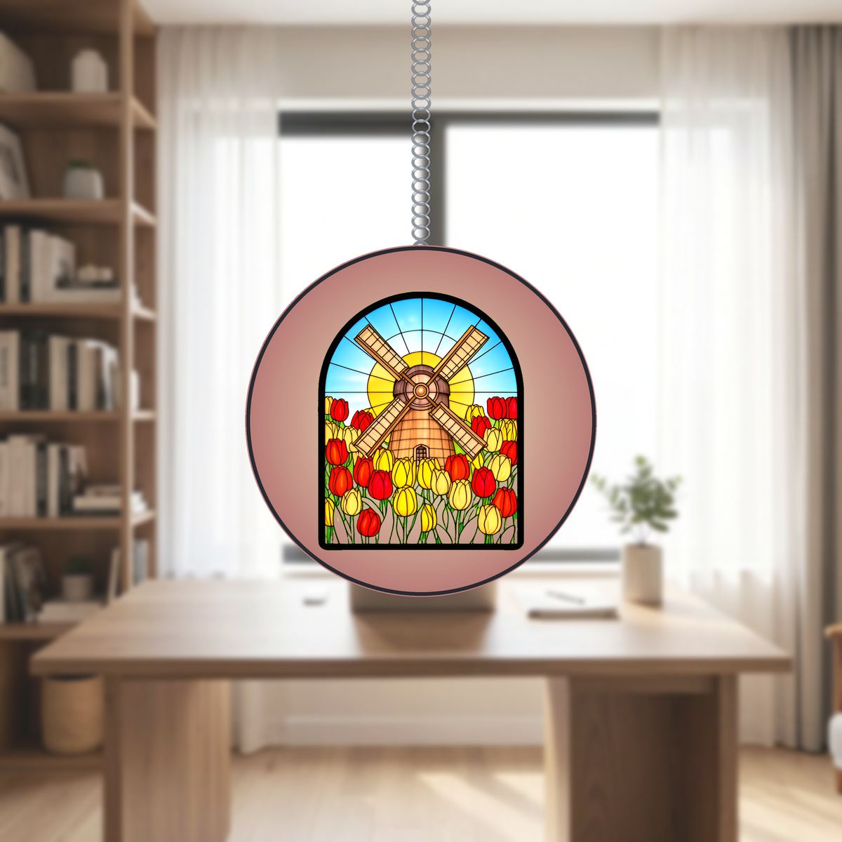 Tulip Windmill Arch Stained Glass Suncatcher