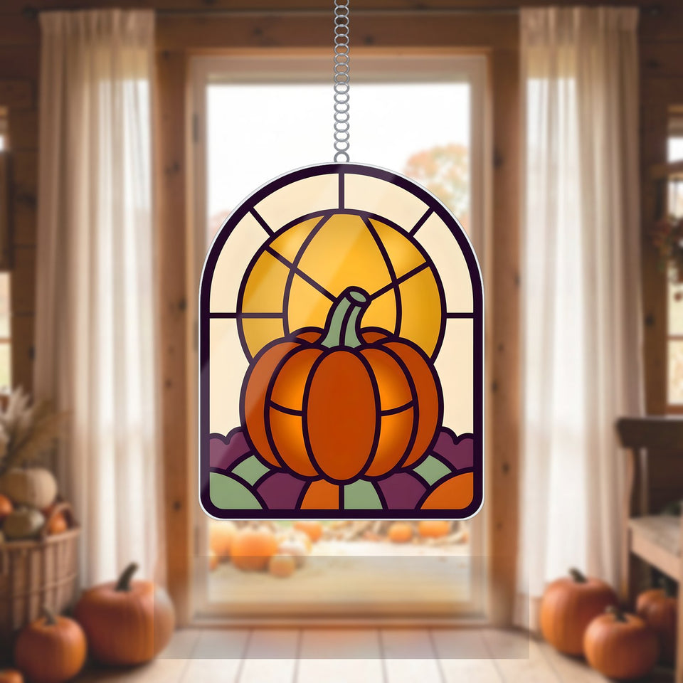 Harvest Moon Pumpkin Arch Acrylic Suncatcher