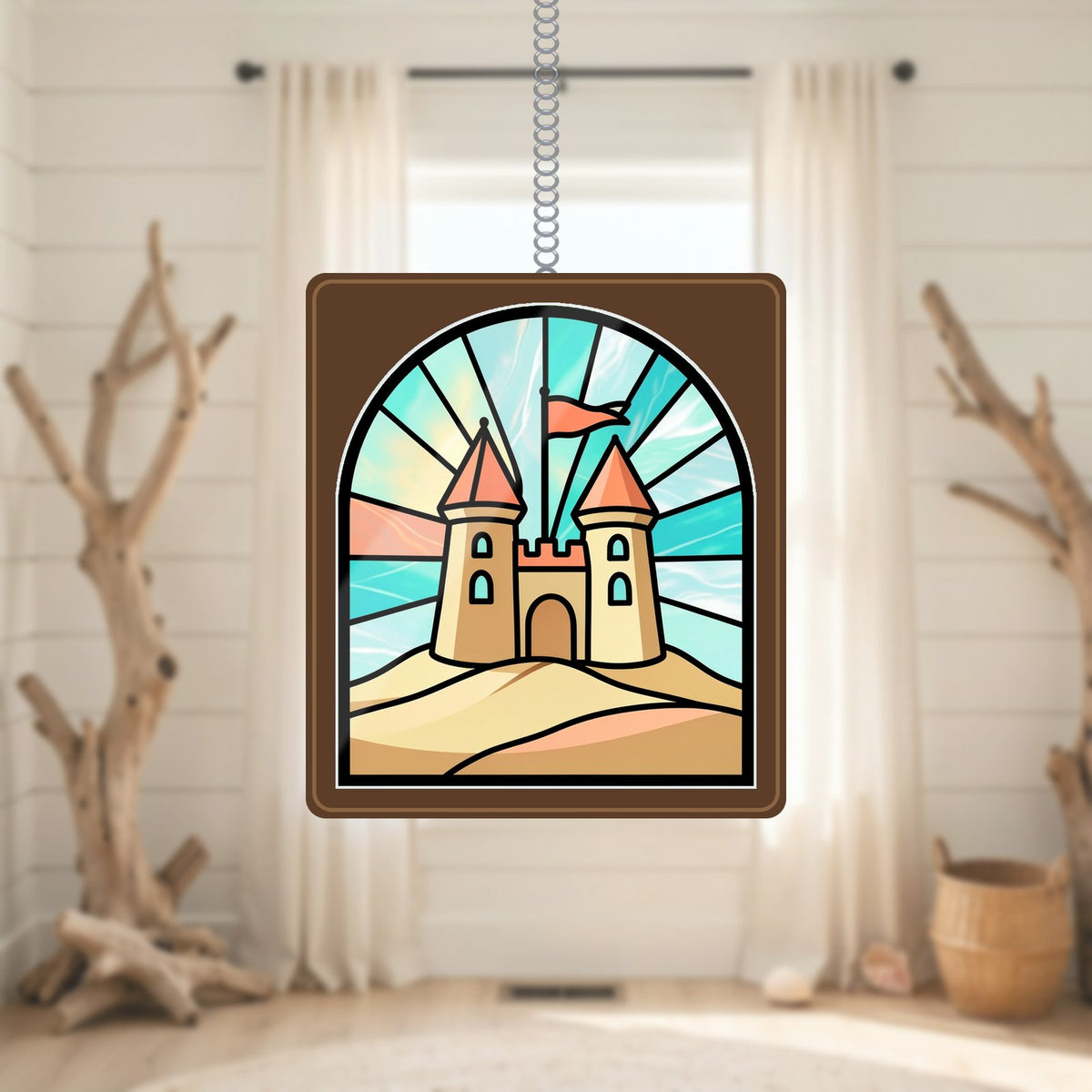 Sandcastle Beach Arch Window Hanging Suncatcher