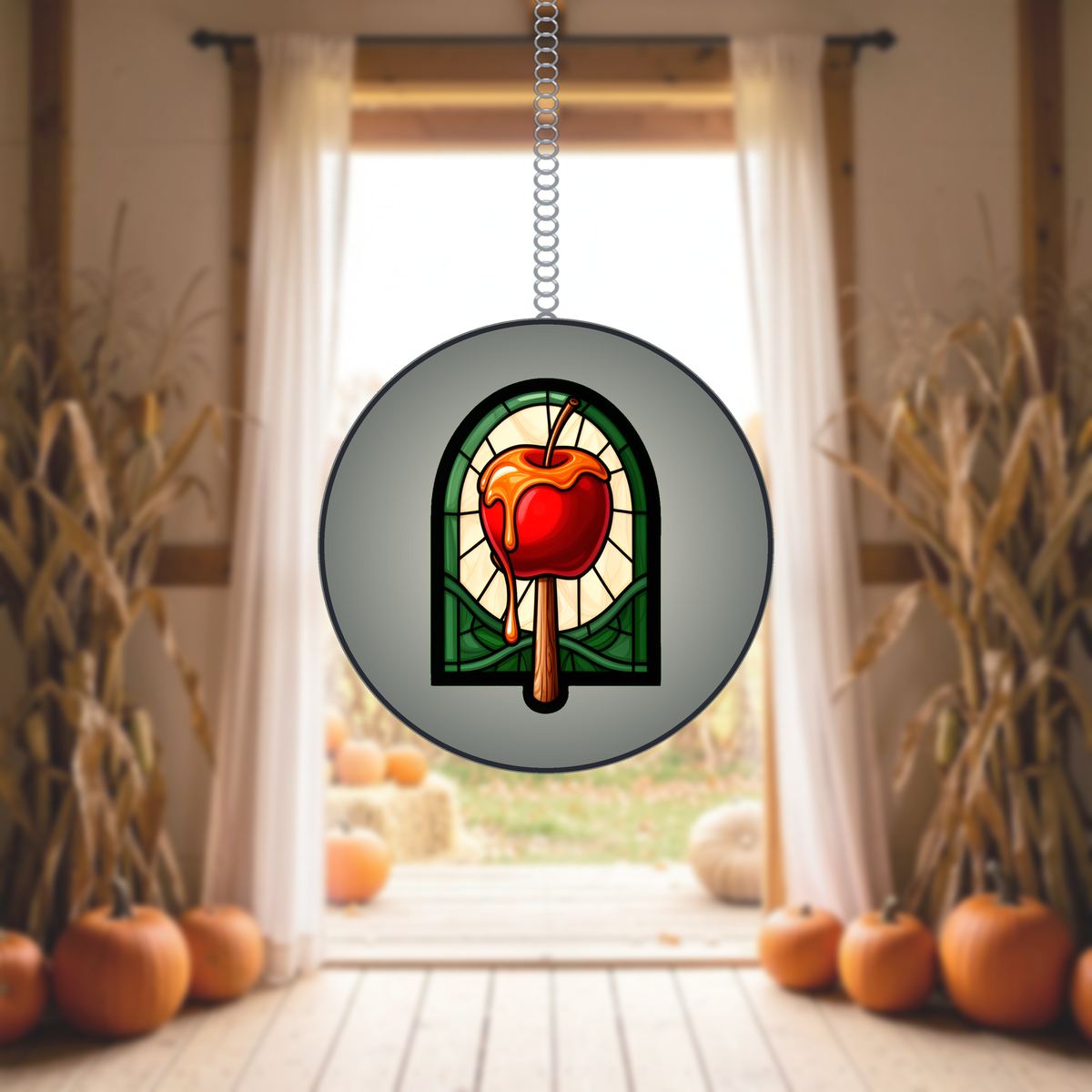 Candy Apple Harvest Stained Glass Suncatcher