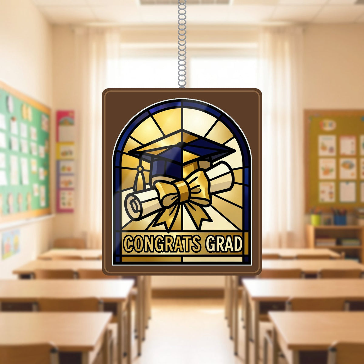 Graduation Cap Diploma Arch Window Hanging Suncatcher