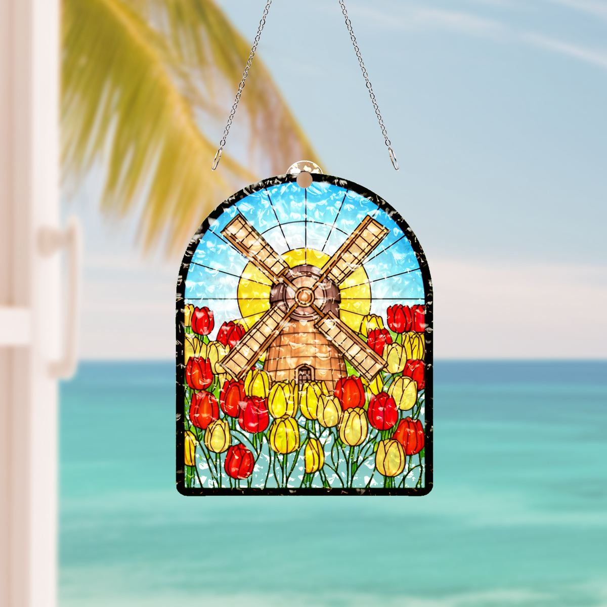 Tulip Windmill Arch Water Ripple Suncatcher