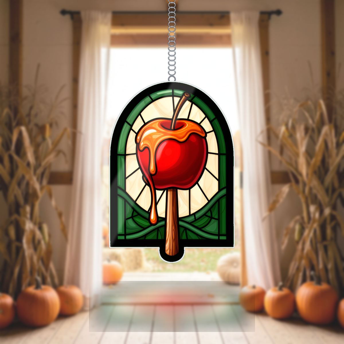Candy Apple Harvest Wavy Acrylic Suncatcher Ornament