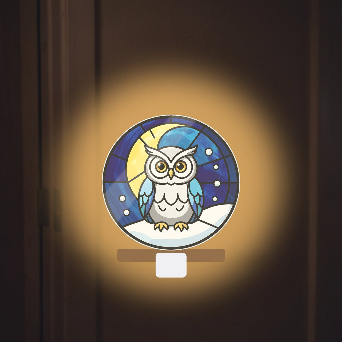 Snowy Owl Winter Moon Plug-In Night Light
