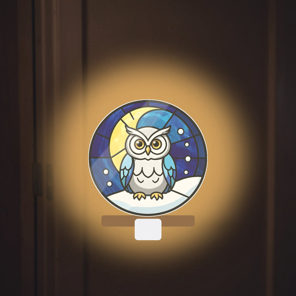 Snowy Owl Winter Moon Plug-In Night Light
