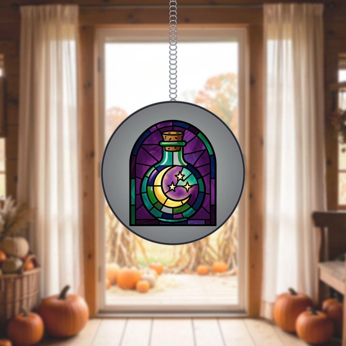Potion Bottle Moon Arch Stained Glass Suncatcher