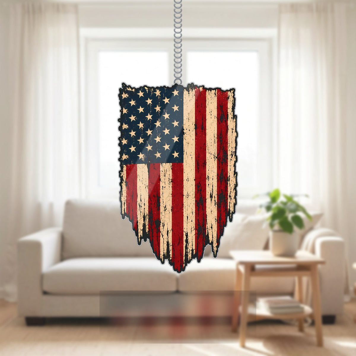 Distressed American Flag Acrylic Suncatcher