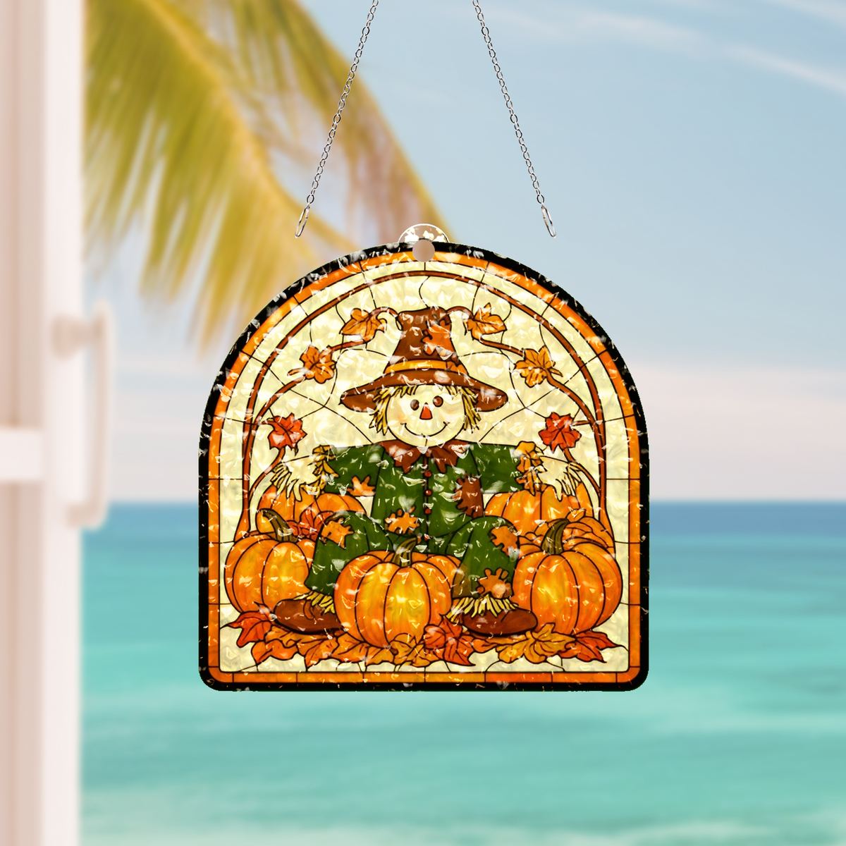 Scarecrow Pumpkin Patch Arch Water Ripple Suncatcher