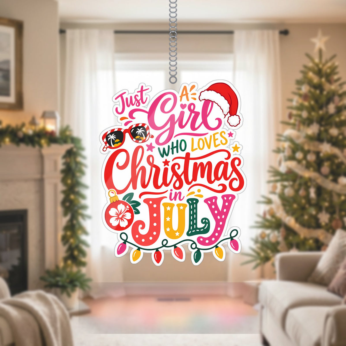 Christmas in July Girl Acrylic Suncatcher