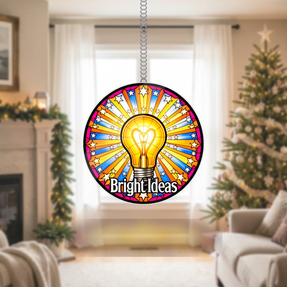 Bright Ideas Light Bulb Circle Wavy Acrylic Suncatcher Ornament
