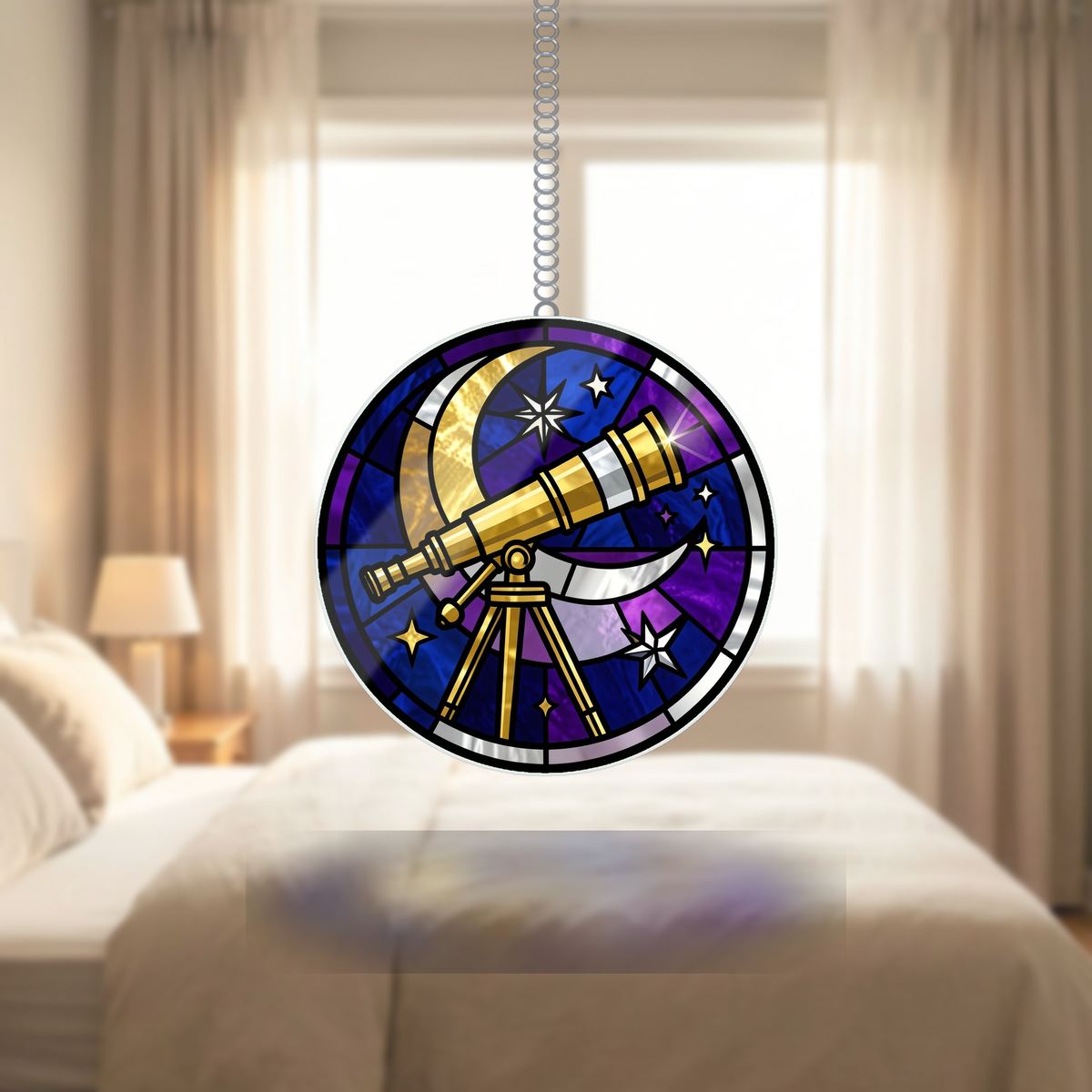 Stargazer Telescope Circle Wavy Acrylic Suncatcher Ornament
