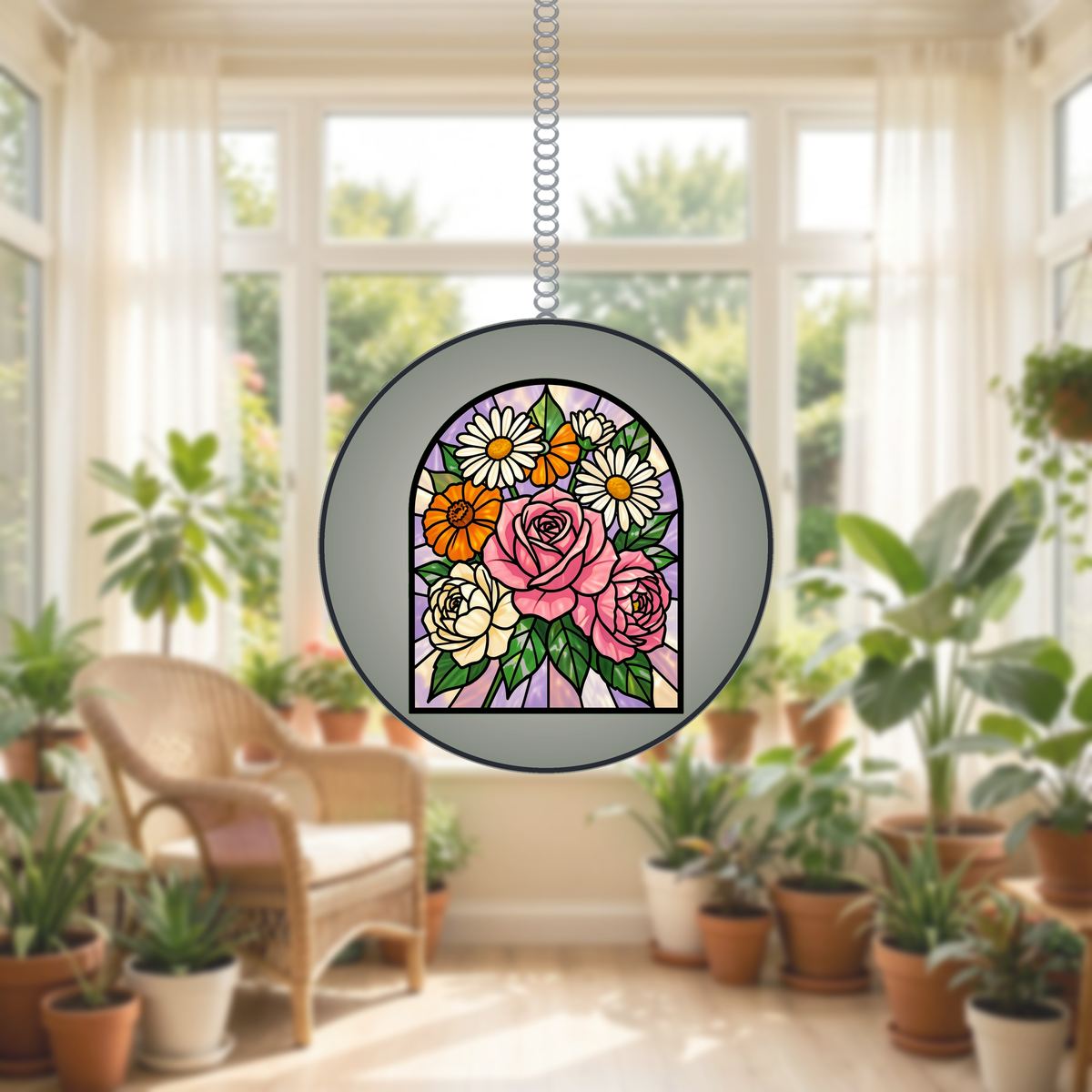 Birth Flower Bouquet Arch Stained Glass Suncatcher