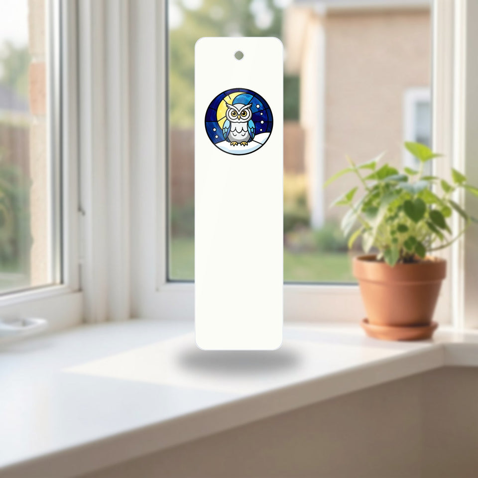 Snowy Owl Winter Moon Acrylic Bookmark