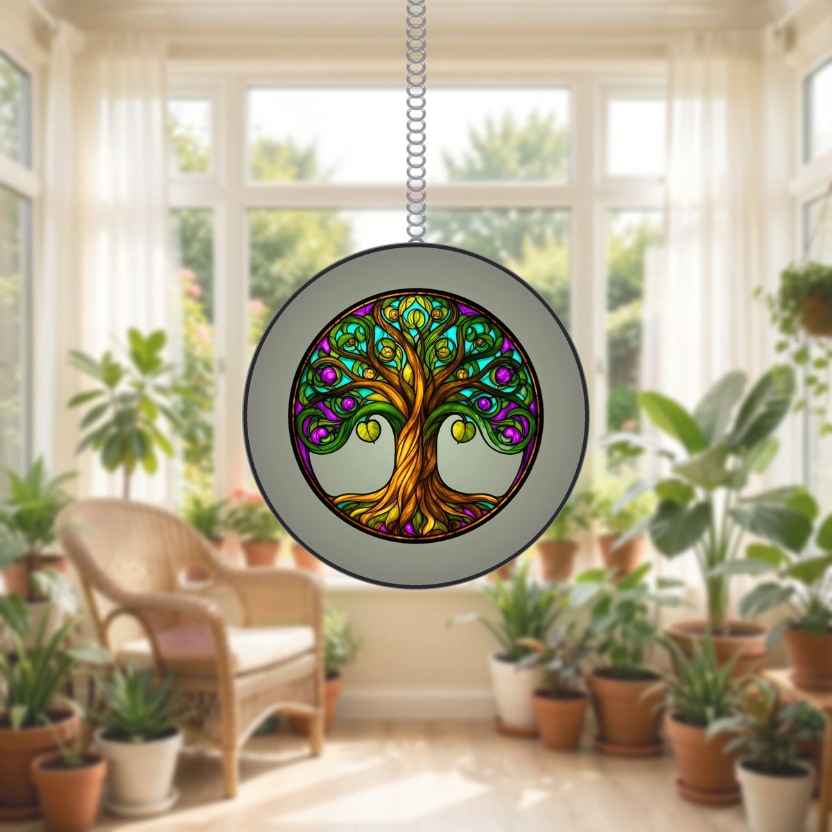 Tree of Life Memorial Circle Stained Glass Suncatcher