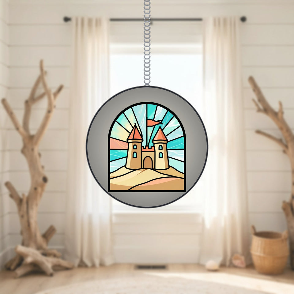 Sandcastle Beach Arch Stained Glass Suncatcher