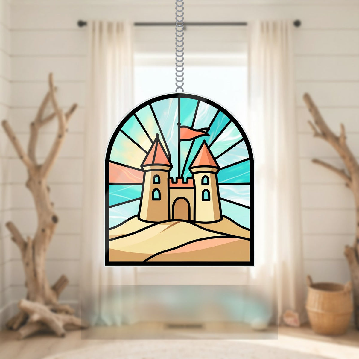 Sandcastle Beach Arch Acrylic Suncatcher