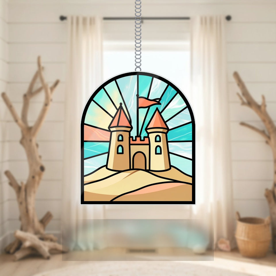 Sandcastle Beach Arch Acrylic Suncatcher