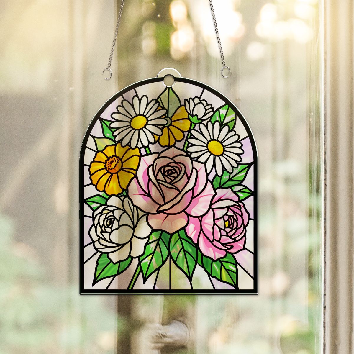 Birth Flower Bouquet Arch Acrylic Suncatcher