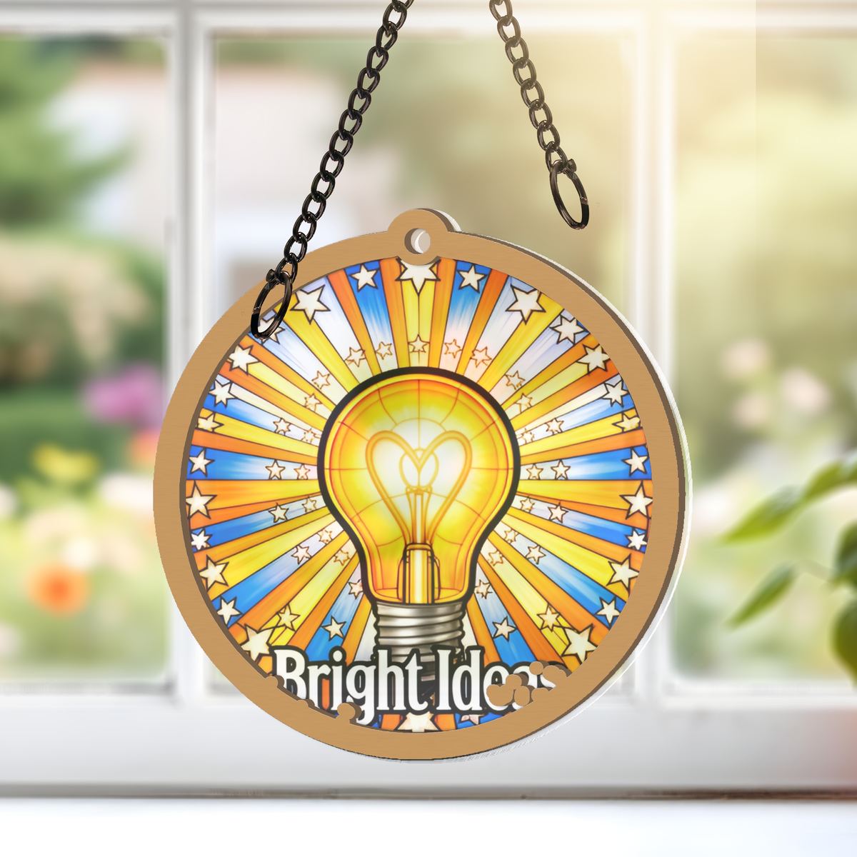 Bright Ideas Light Bulb Circle Window Hanging Suncatcher