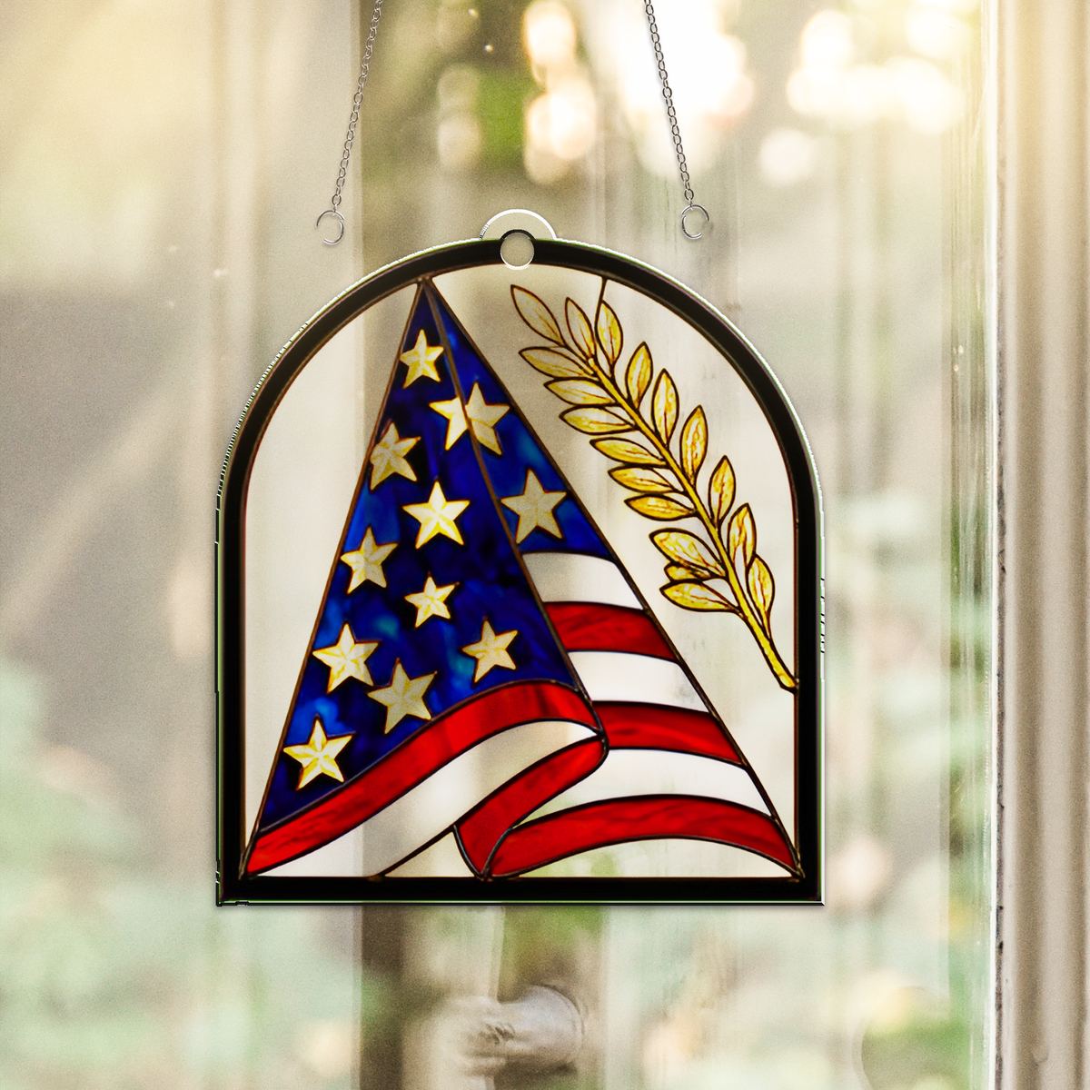 Folded Flag Memorial Arch Acrylic Suncatcher