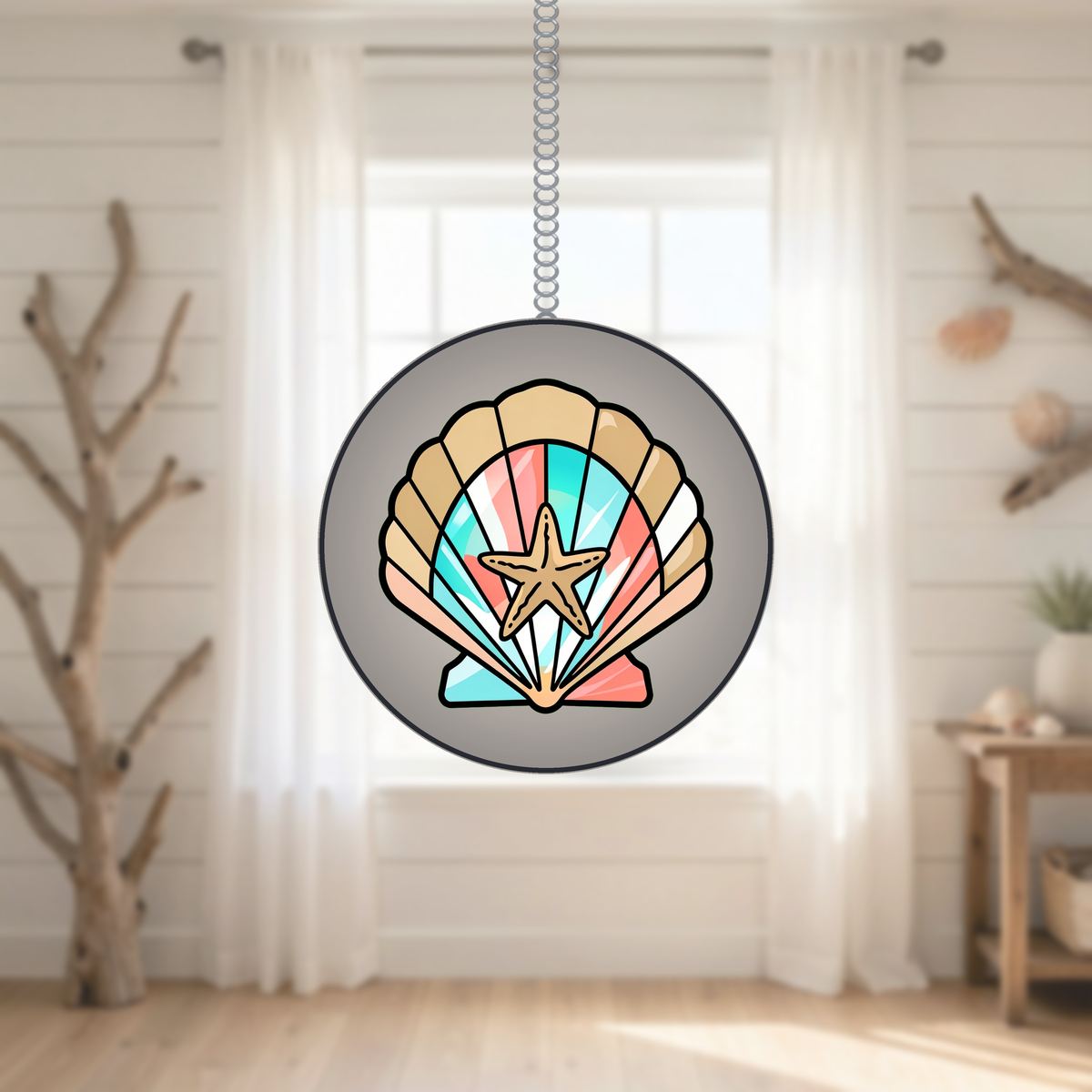 Seashell Starfish Arch Stained Glass Suncatcher